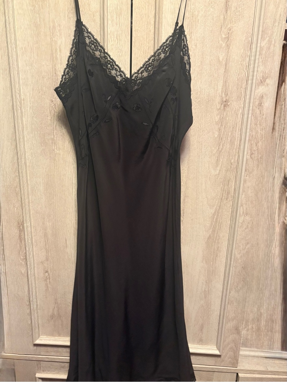 Victoria's Secret Vintage black satin and lace slip dress
